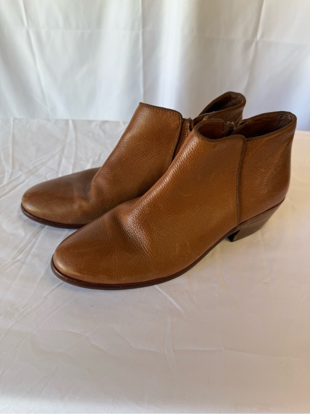 Sam Edelman Petty 7.5 womens ankle boots bootie chestnut leather side zipper - Picture 2 of 4